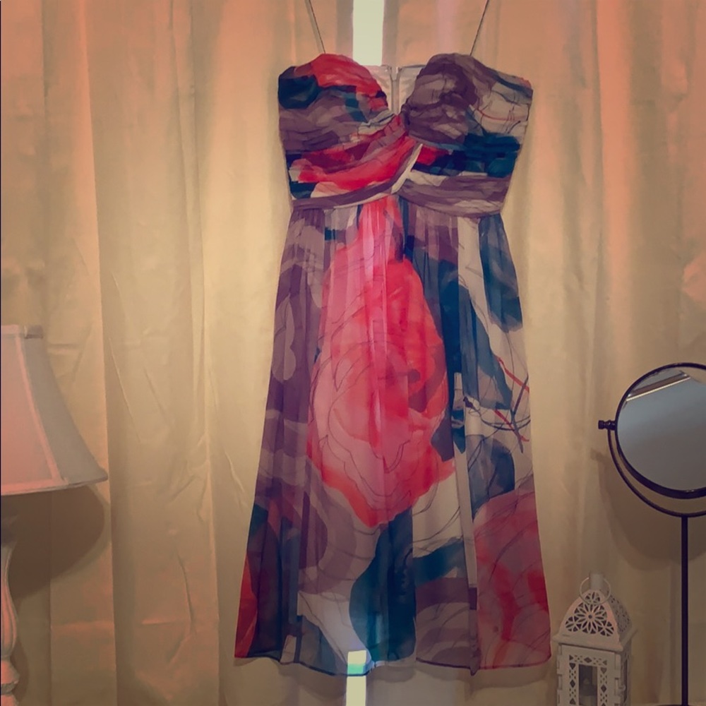 Strapless chiffon floral print  Donna Morgan dress